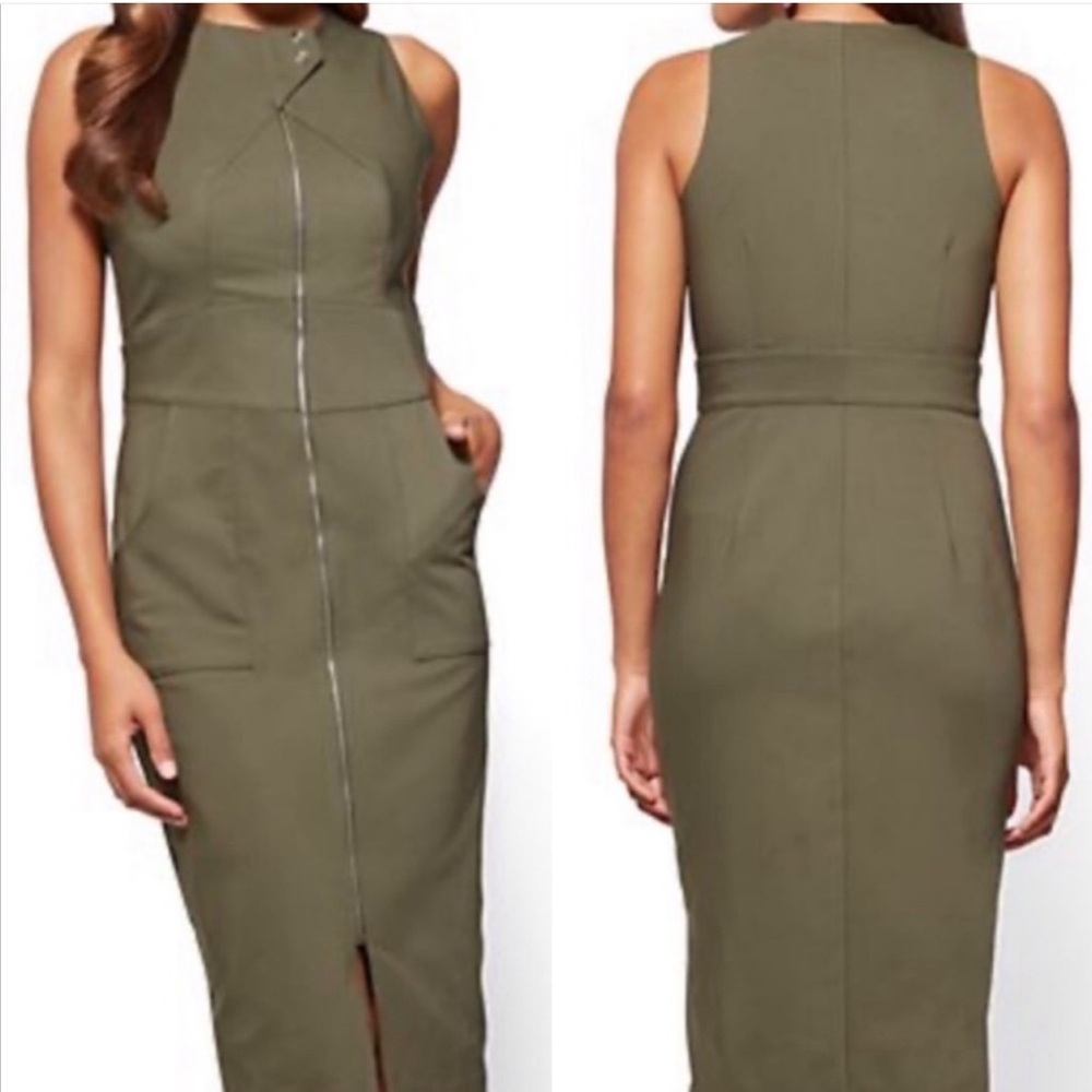 New York & Company Olive Midi Dress size 12